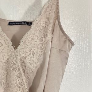 Abercrombie & Fitch Lace Trim Silky Tank Top Bodysuit
